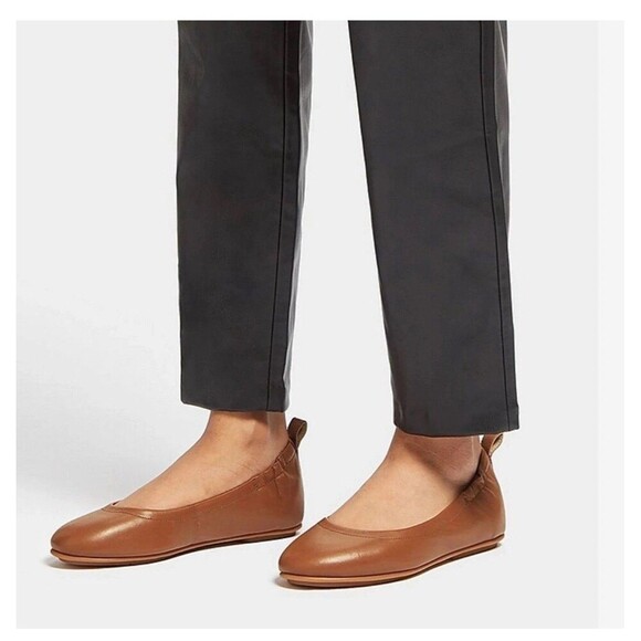 FitFlop Allegro Leather Ballet Flats Size 7.5 Brown Tan NEW Casual Comfort - Picture 1 of 9